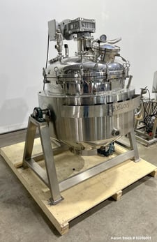 52.8 gallon Flowtam #GJC-020P, Sanitary Equipment Kettle, Stainless Steel, 36" diameter x 24" straight side