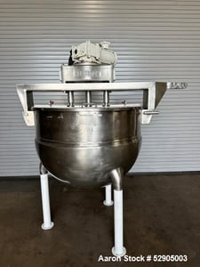 200 gallon Hamilton, Triple Motion Stainless Steel Kettle, 48" diameter x 36" deep, 125 psi @ 345 F, 5 HP