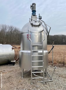 400 gallon Lee #400D7S, Jacketed Vacuum Pan. Mix Kettle w/Scrape Agitation, 13' OAH x 5' 3" outside dimension