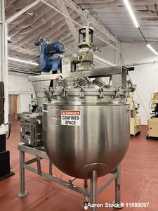 250 gallon JC Prado, Tripple Motion Stainless Steel Sanitary Vacuum Kettle, 10 psi/FV @ 239 F internal, 60
