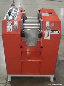 5.9" x 7.87" Buhler #SDY-200, 3 roll Mill, knife scraper w/discharge pan, 2.2 kW