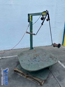 6000 lb. CoilMate #CM6048, pallet decoiler, 48" outside dimension, 48" platform, 3/4 HP, 0-23 RPM, 1996