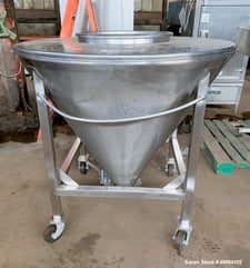 16 cu.ft., United Utensil Tote Bin, 52" diameter x 42" deep cone, flat top. Mounted on portable stand