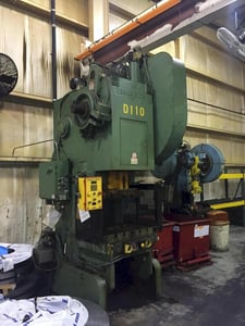 110 Ton, Brown & Boggs #110, OBI press, 6" stroke, 15.25" Shut Height, 3.87"adj., 33 SPM, 42" x27"bed, air