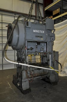 100 Ton, Minster #P2-100-48, straight side double crank press, 5" stroke, 18" Shut Height, 4" adj., 50-100