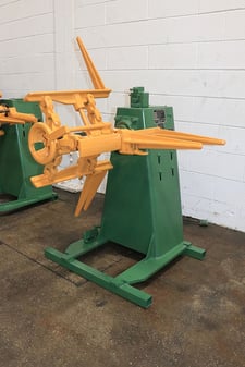 1200 lb. CWP #A-1200, motorized uncoiler, 18" width, 48" outside dimensions, 14"-20" ID, keepers, adj. brake