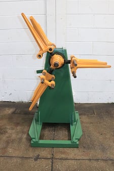 1200 lb. Cooper Weymouth #A-1200, non-motorized uncoiler, 18" width, 48" outside dimensions, 14"-20" ID