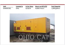 600 KW Caterpillar C 18, Stationary Generator Set, Diesel, 1800 RPM, 480V, 4608 hours, 2013