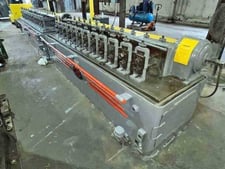 12 Stand, Tishken, rollformer, 1.5" shaft diameter, 8" roll space, 9" horizontal centers, 4"-8" vertical adj.