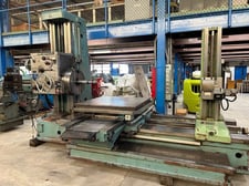 4" Tos #W100A, table type horizontal boring mill, 49" x49" built-in rotary table, built-in outrigger rails