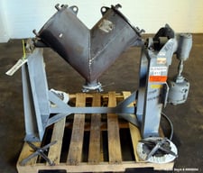 1 cu.ft. Patterson, Carbon Steel twin shell dry blender, 300 lbs./cu.ft., (2) 10" diameter charge ports, 3/4