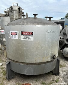 900 gallon Imperial Steel, Reactor, Stainless Steel, Vertical, 75" diameter x 36" straight side, 60 psi @ -20