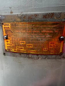 200 HP 1800 RPM U.S. Motors, Frame 587P, ODP, 240 A, 440 Volts