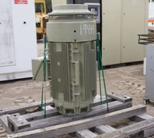 100 HP 590 RPM General Electric, Frame L449HP-16, TEFC, VSS, vertical solid shaft, unused, 460 Volts PW
