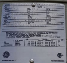 150 HP 590 RPM General Electric, Frame L5011LPZ-20, TEFC, VSS, vertical solid shaft, unused, 460 Volts PW