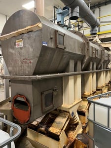 Kinergy, Stainless Steel fluid bed dryer, 28" wide x 13' long, 3300 RPM, spare parts, 2006