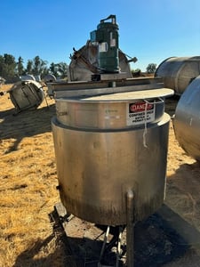 170 gallon Willflow, 316 Stainless Steel jacketed mix tank, 36" dia. x 36" deep, dish bottom, 50 psi @ 300°F