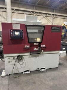 11.8" x 10.2" Behringer #HBE-261A, dual post automatic bandsaw, 174.8" x 1-1/4" x 0.042" blade, 50-360 FPM