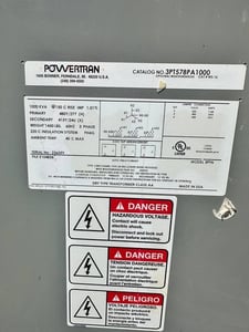 1000 KVA 480Y/277 Primary, 415Y/240 Secondary, Powertran Dry Type Auto Transformer