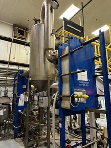 Stainless Steel APV plate evaporator system with separator vessel, vacuum pump, 2006, S47209