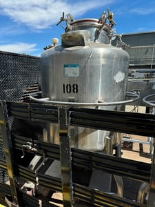 100 gallon Mueller #100F, 316 Stainless Steel pressure vessel, 3 psi, 36" dia., dish top & bottom, 2" center