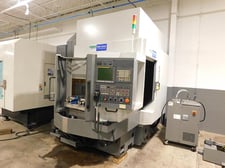 Kira #KDM43VCD, twin pallet CNC vertical machining center, Fanuc0iMD, 25" X, 14" Y, 22" Z, 10000 RPM, 40