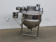 250 gallon Lee #250D9MS, 316 Stainless Steel, jacketed double motion kettle, 52" dia. x 39" deep, lift up