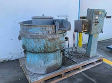 7 cu.ft. Automated Finishing #5B7, vibratory finisher, parts dam, slurry pump, cycle timer, 1987