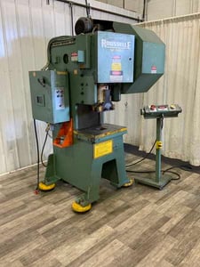 32 Ton, Rousselle #G1-32, gap frame press, 2" stroke, 10-1/2" Shut Height, air clutch & brake, 140 SPM, 1996