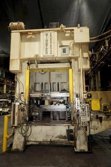 300 Ton, Minster #E2-300-60-36, straight side double crank press, 4" stroke, 36" Shut Height, 6" ram adj.