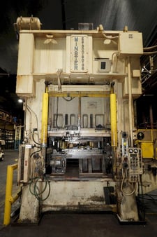 300 Ton, Minster, straight side double crank press, 4" stroke, 36" Shut Height, air clutch & brake, 55-110