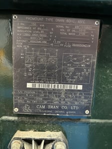 150 KVA 13860GY/8000 Primary, 600Y/347 Secondary, 3 phase, Padmount Transformer, new