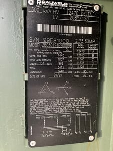 300 KVA 12470 Delta Primary, 208Y/120 Secondary, 3 phase, Padmount Transformer