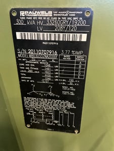 300 KVA 33260GY/19200 Primary, 208Y/120 Secondary, 3 phase, Padmount Transformer