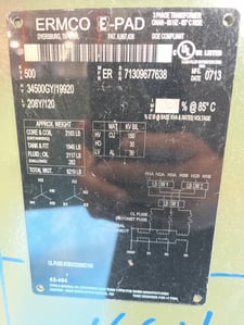 500 KVA 34500GY/19920 Primary, 208Y/120 Secondary, 3 phase, Padmount Transformer