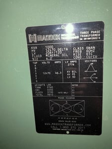 1000 KVA 12470 Delta Primary, 208Y/120 Secondary, 3 phase, Padmount Transformer