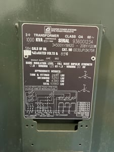 1000 KVA 34500Y/19920 Primary, 208Y/120 Secondary, 3 phase, Padmount Transformer