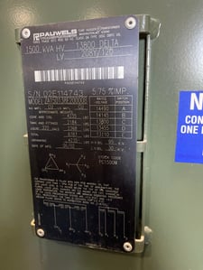 1500 KVA 13800 Delta Primary, 208Y/120 Secondary, 3 phase, Padmount Transformer
