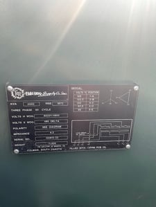 2000 KVA 8320Y/4800 Primary, 480 Delta Secondary, 3 phase, Padmount Transformer