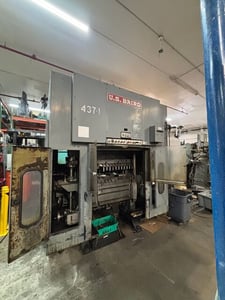 45 Ton, U.S. Baird #4L37, transfer press, 5" stroke, 14 station die set, 3 row stagger feed, Minster air