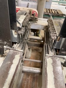 Fruilmac #Dual-feed Double End Trim Saw & Moulder Feeder, 8" -59" cut length, 1.2"-4.3" cut width, 2003