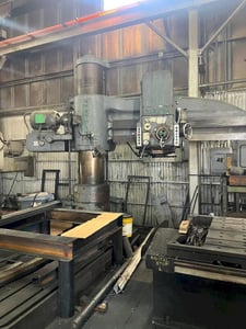 7' -19" Carlton #4A, radial arm drill, 20" stroke, 6MT taper, power head traverse, power head column clamping