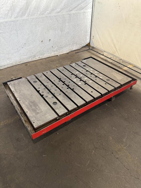 72" L x 42" width x 6" H, T-slotted bolster plate, 9 T-slots