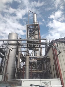 3.5' Vendome Copper & Brass, Distillation Columns, 5-7 GPM of ethanol @ 15-20% feed rate, (18) tray stripper