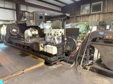 Mazak #PowerMaster-PMN-U, CNC flat bed lathe, Mazatrol 640T Control, 34" swing, 120" centers, 2008
