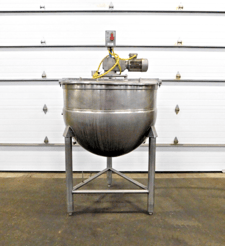 200 gallon Stainless jacketed mixing kettle, 48" dia. x 36" deep, 2 HP, 230/460 V., 3 phase