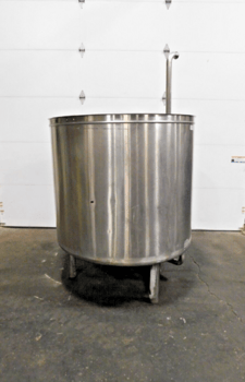 300 gallon Stainless Steel open top tank, 48" diameter, 38" straight wall, (2 available) 2" outlets
