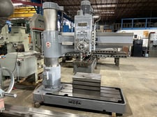 5' -13" Ikeda #RM1500, radial arm drill, power elevation & clampng, T-slotted box table, 5 HP, 1969