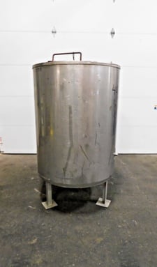 200 gallon 304 Stainless Steel tank, 38" diameter, 48" straight wall, (2) 2" top inlets, 1-1/2" outlet