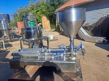 double head pneumatic piston filler machine #g2wgd, 110 V., 50-500ml fill range
